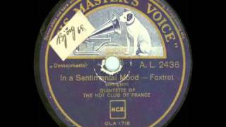Music video thumbnail preview for Quintette Of The Hot Club Of France   In A Sentimental Mood by Quintette du Hot Club de France