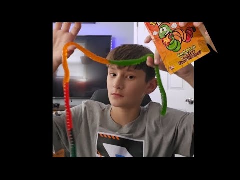 Trying the gummy fire worm
