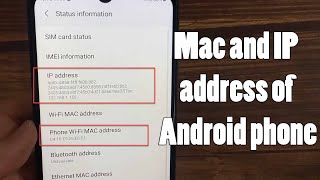 How to get mac address of android phone | How to find ip address of Samsung mobiphone