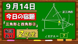 美しい別解求む！【数学】【解説あり】【毎日の習慣に】確実に力がつく良問｜【中学２年】三角形と四角形②