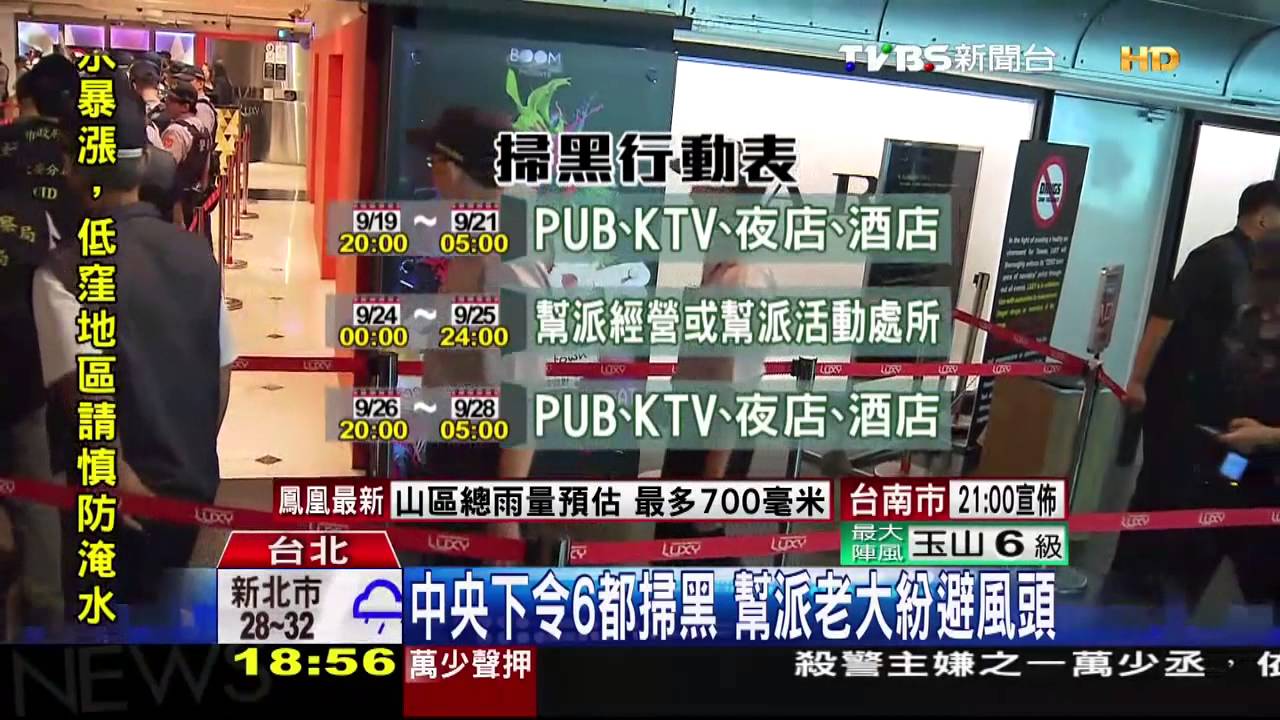 中央下令6都掃黑 幫派老大紛避風頭