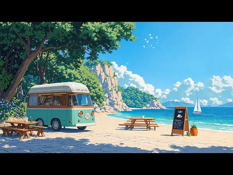 Coastal Lofi Sound 🎧 Beach Coffee for Summer Relaxing 🌊 Lofi Hip Hop for Study & Relax