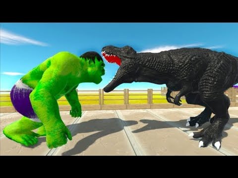 HULK GORO vs DARK T REX vs SPIDERMAN SPINO DEATH RUN - Animal Revolt Battle Simulator #shorts