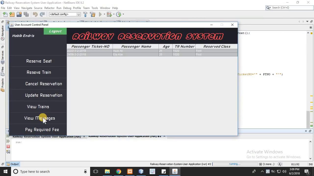 Railway Reservation System Project Java Source code