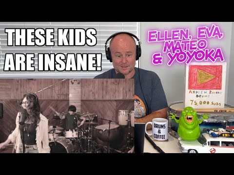 Drum Teacher Reaction: Led Zeppelin - The Ocean (Cover) by Ellen, Eva, Mateo and YOYOKA | AMAZING! 🙌