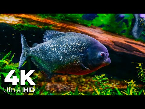 Piranha Fish Tank Aquarium in 4K Ultra HD -  4K Aquarium Fish Video - Earth Sprit