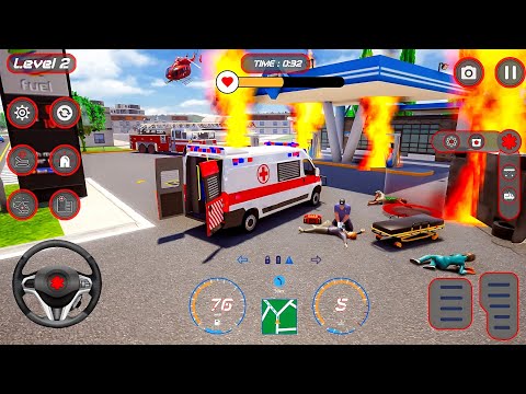 Ambulance Van Emergency Driving 2024 - 911 Helicopter Rescue Flight Simulator :  Android Gameplay