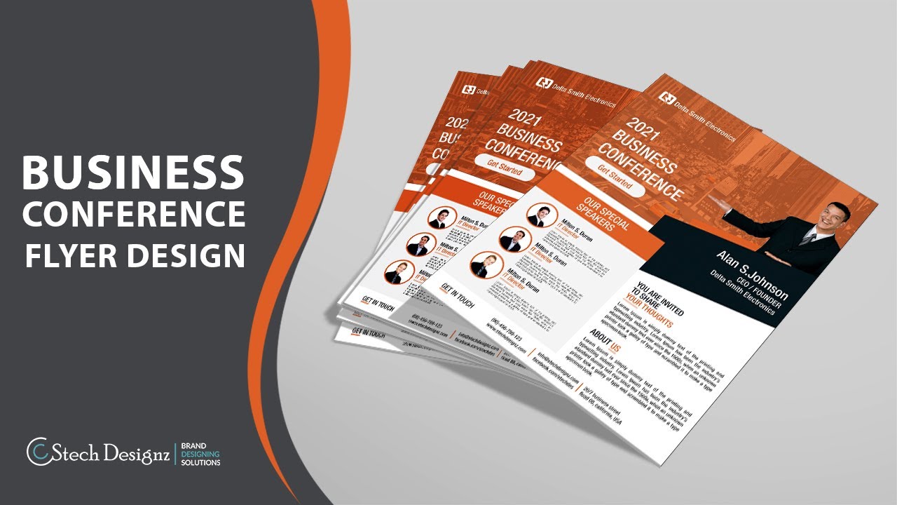 Business Conference Flyer Design Template in CorelDraw 2018 - 2021 - Stech Designz
