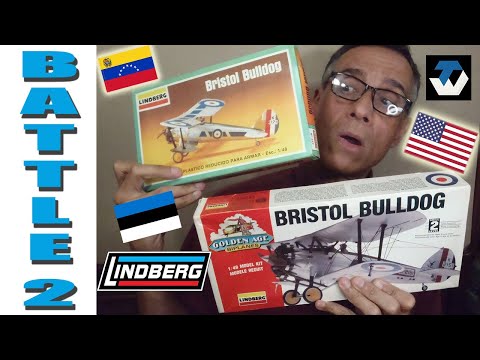 Classic 1/48 Lindberg Bristol Bulldog model kit  box & sprue comparison review (Venezuela-USA) 917