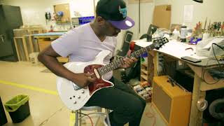 Video thumbnail for Isaiah Sharkey demos the Olympic White Emperor Classic Guitar by Fodera Guitars