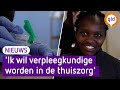 Sharon uit Kenia wordt hier klaargestoomd voor de zorg