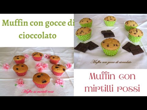Muffin con gocce di cioccolato o mirtilli rossi