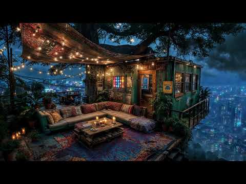 Lofi Zen – Lo-fi Escapes from a Balcony in a Neon World | Chill Vibes for Rest and Focus | 4K