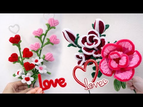 4 CRAFT IDEAS from Chenille Wire 💞Make a great DIY gift for Valentine's Day with Pipe Cleaner