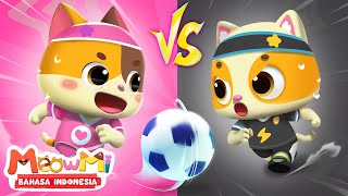 Download lagu Tantangan Sepak Bola Hitam & Merah Muda | Lagu Anak-anak | MeowMi Family Show Bahasa Indonesia mp3