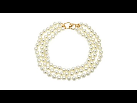 KJL by Kenneth Jay Lane "First Lady" Simulated Pearl 3Ro...