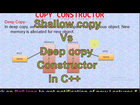 C++ shallow copy constructor vs deep copy constructor | CS304 Lec-9