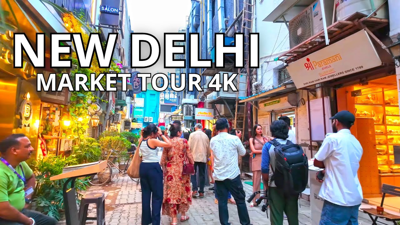 Immersive street-level walking tour through New Delhi (Market 4), India, showcasing authentic urban landscapes, local architecture, and the vibrant atmosphere of the city's neighborhoods