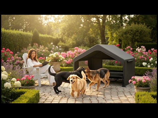 Veehoo Weatherproof Dog House with Elevated Bed