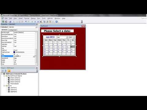 Excel 2010 VBA Tutorial 51   Userforms   Calendars
