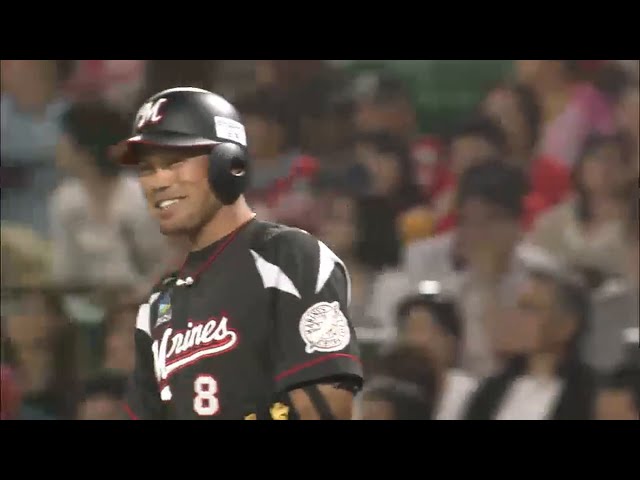 【1回表】バットを折りながらも先制タイムリー!! マリーンズ・今江 しぶとくセンター前へ 2015/5/6 H-M