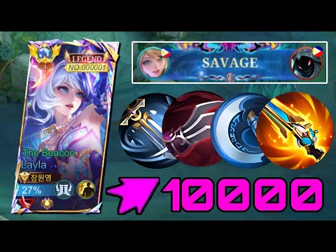 SAVAGE & MANIAC X2!! 17 Kills Layla One Hit Build and Emblem!! - Build Top 1 Global Layla ~ MLBB
