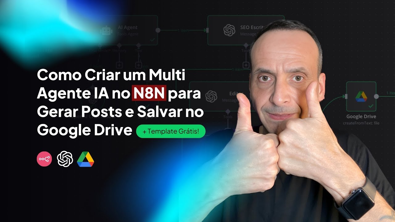 Como Criar um Multi Agente IA no N8N para Gerar Posts e Salvar no Google Drive (+ Template Grátis!