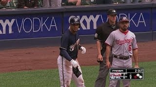 Gomez hits a 2-out triple off of Strasburg