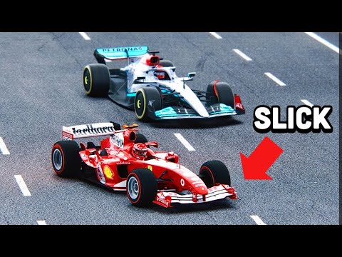 Mercedes F1 2022 W13 vs Ferrari F1 2004 SLICK TYRES at Baku GP