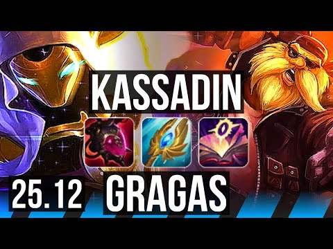 KASSADIN vs GRAGAS (MID) | 1100+ games, Dominating | BR Challenger | 25.12