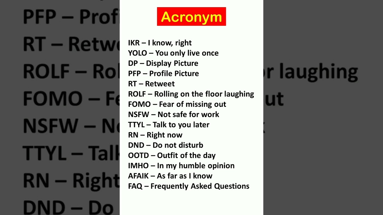 Internet Abbreviations | Acronyms