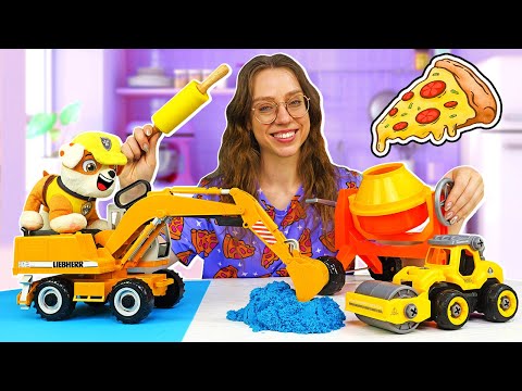 Tehdään pizzaa Ryhmä Hau -lelujen ja rakennuskoneiden kanssa. Suomenkielisiä poikien videoita