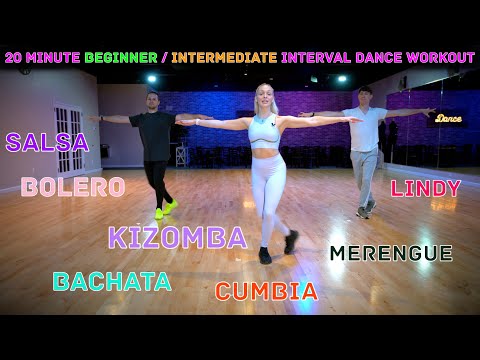 20 Minute Beginner/Intermediate Interval Dance Workout | Cumbia, Bachata, Salsa, Kizomba and More