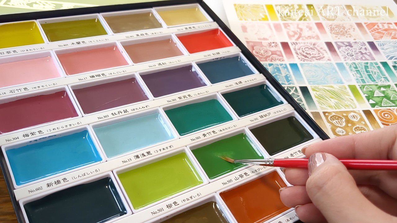 絶妙‼くすみカラーの顔彩セット🎨呉竹画材紹介　Make the Color Swatches with Gansai-Tambi Watercolor by Kuretake