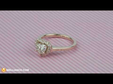 Heart Diamond Halo Engagement Ring in Rose Gold