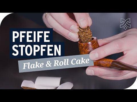 Packing a pipe with flake and roll cake tobacco