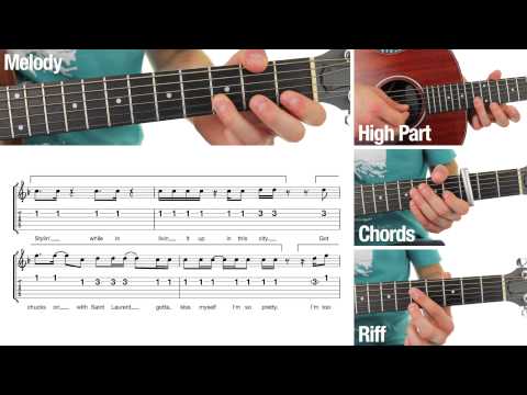 Uptown Funk - Mark Ronson - Guitar Lesson - MELODY - Play Through