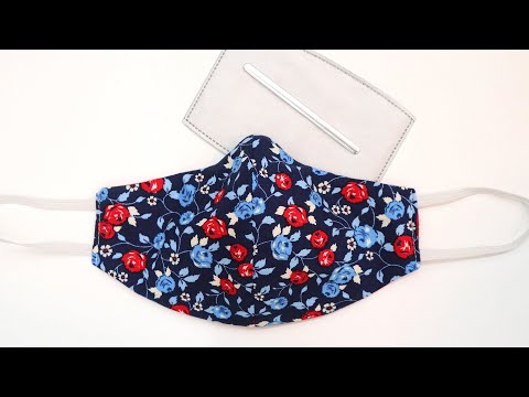Part of a video titled Face Mask with NOSE BRIDGE WIRE and FILTER POCKET ... - YouTube