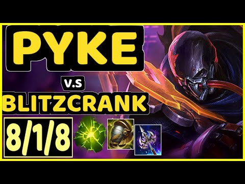 DREAMER ACE (PYKE) vs BLITZCRANK - 8/1/8 KDA BOTTOM SUPPORT GAMEPLAY - EUW Ranked MASTER