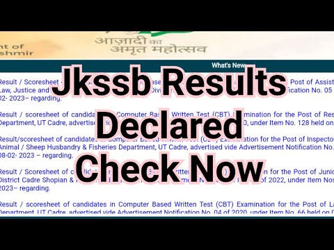 #Jkssb || Imp Update regarding Jkssb Results || Check Now@CareerSuccessJammu
