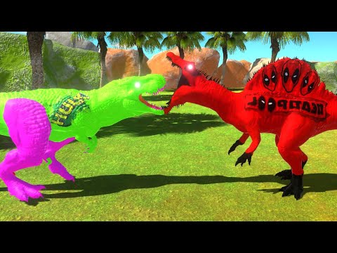 INCREDIBLE HULK T-REX vs DEADPOOL SPEED RUN - Animal Revolt Battle Simulator
