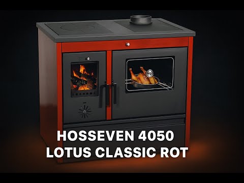 Hosseven Kaminofen 4050 Lotus Classic Rot – Heizen, Kochen & Backen mit Holz