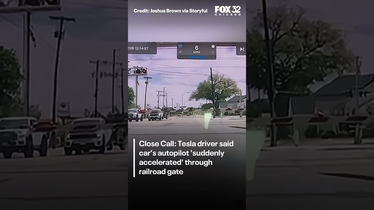 Tesla driver says autopilot accelerated, nearly caused train crash