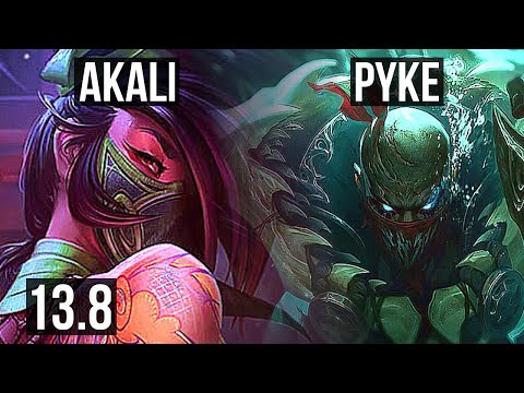 AKALI vs PYKE (MID) | 1800+ games, 1.0M mastery, 4/1/1 | KR Master | 13.8