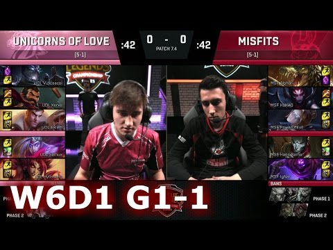 Unicorns of Love vs Misfits | Game 1 S7 EU LCS Spring 2017 Week 6 Day 1 | UOL vs MSF G1 W6D1