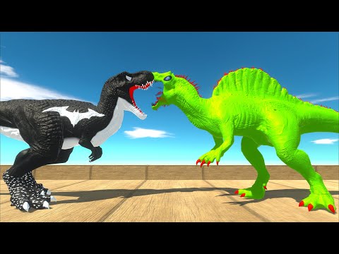 BATMAN T-REX vs HULK GORO vs ALIEN SPINOSAURUS DEATH RUN - Animal Revolt Battle Simulator