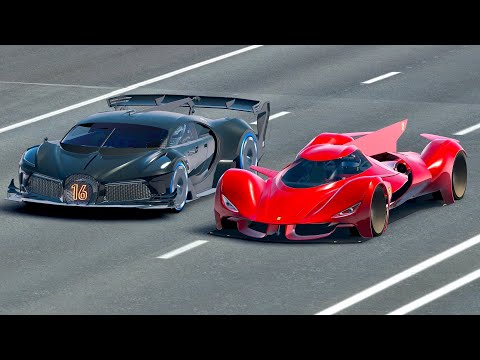Bugatti Black Devil VGT vs 2025 Ferrari Piero T2 LM Stradale LMP1 - Drag Race 20 KM