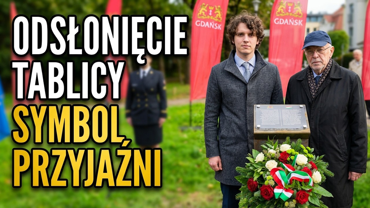 Odsłonięcie tablicy z biogramem Istvána (Stefana) Eleka na skwerze jego imienia w Oliwie