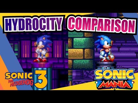 Sonic Mania and Sonic the Hedgehog 3 (Hydrocity Zone) Side by Side Comparison