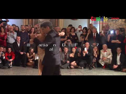  Alejandra Hobert  and  Adrian Veredice  are  dancing  to  the  tango  "  La mentirosa  "  by  Osvaldo Pugliese  at  Catania Tango Festival  in  2017